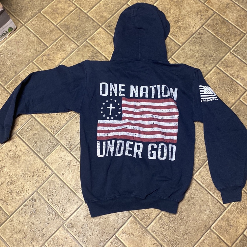 Printed Kicks One Nation Under God Hoodie Small